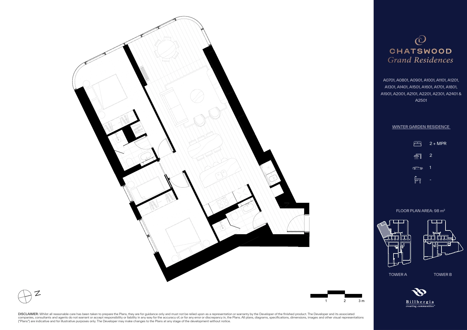 chatswood-grand-residences 两房 + 多功能室 · 两卫原始户型图