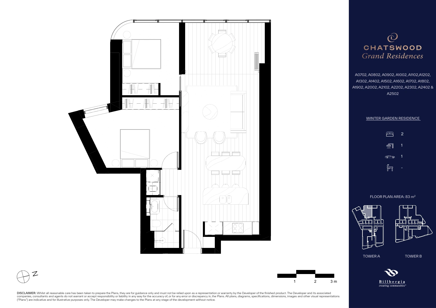 chatswood-grand-residences 两房 · 一卫 · 一车位原始户型图