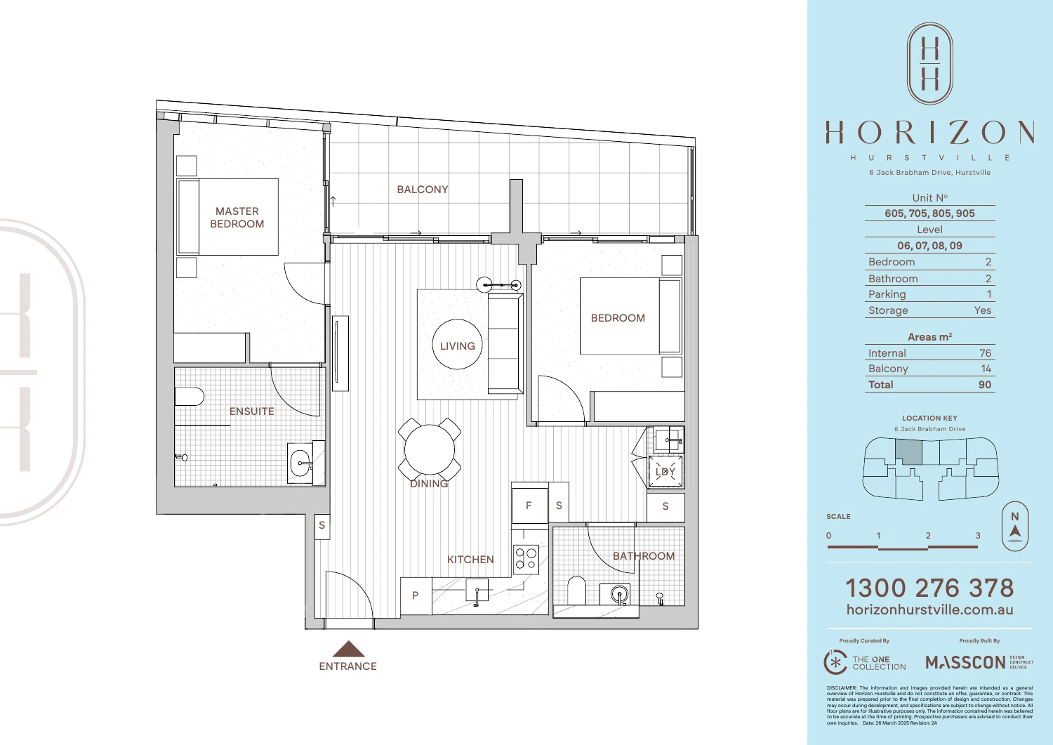 horizon-hurstville 两房 · 两卫 · 一车位原始户型图